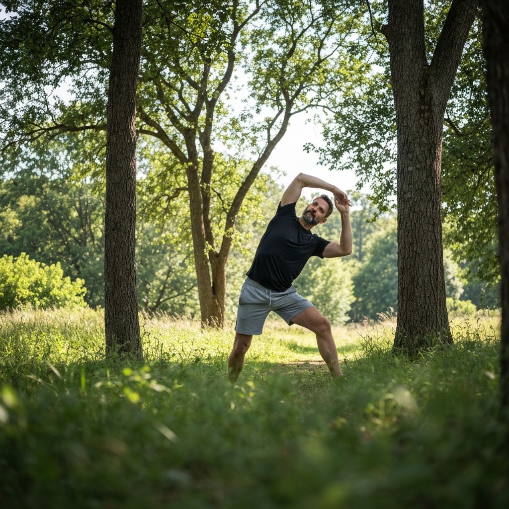 Man stretching outdoors